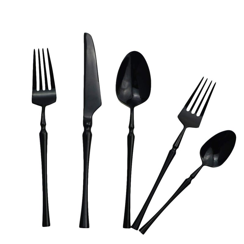 Gugrida 20 piece Black Flatware Set 304 Stainless Steel Fork Spoon Cutlery Luxury Mirror Polished Silverware, Dishwasher Safe, Service for 4 - Image 5